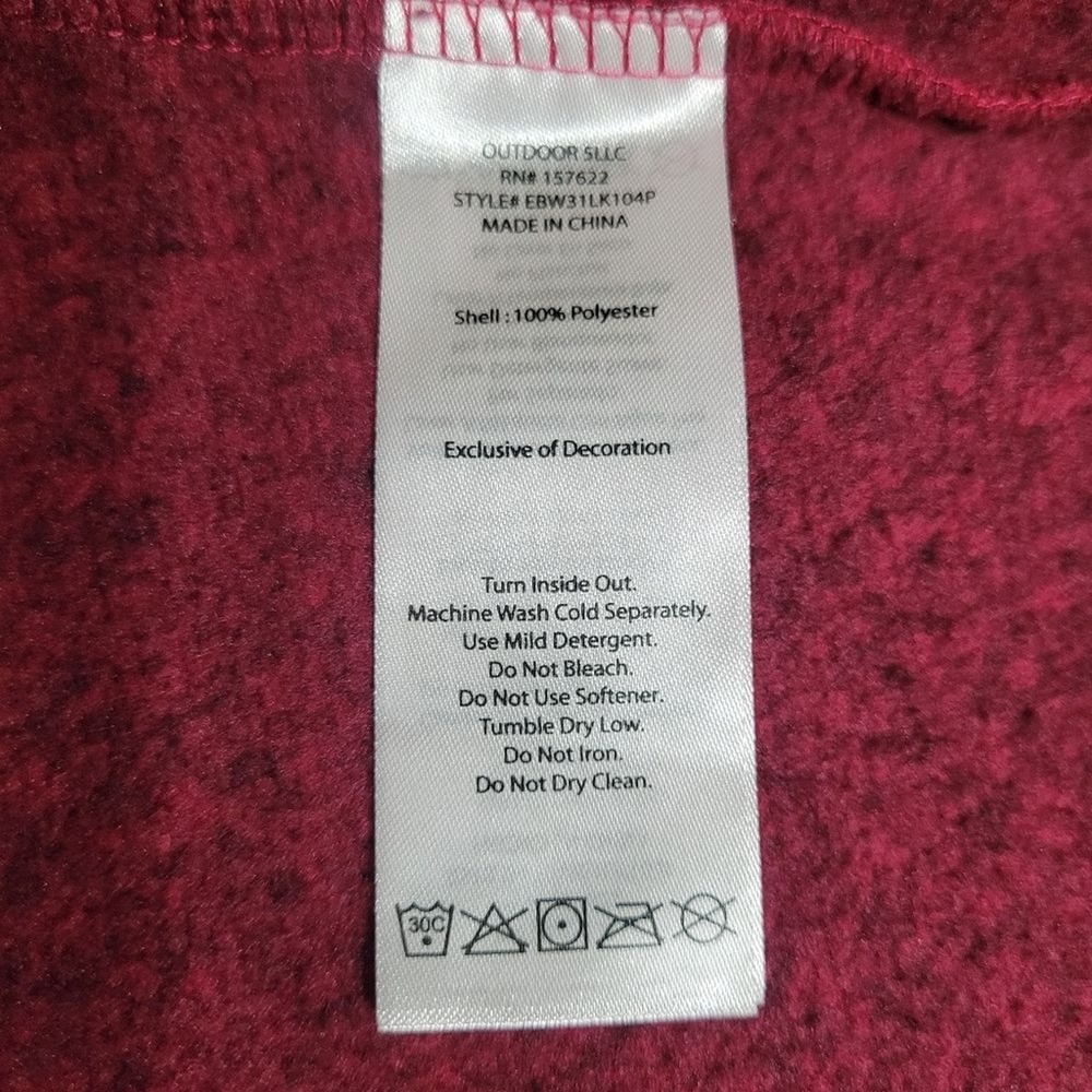 Eddie Bauer Dark Pink Full Zip Mock Neck Casual Fleece Jacket Women's Large - Picture 5 of 8